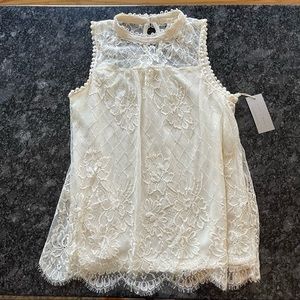 NWT, lace sleeveless cream blouse, size S
